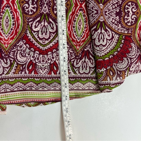 Roamans Red Floral Cover Up Plus Size 3X Sleeveless Sheer  Button Up Side Slit - Picture 6 of 7